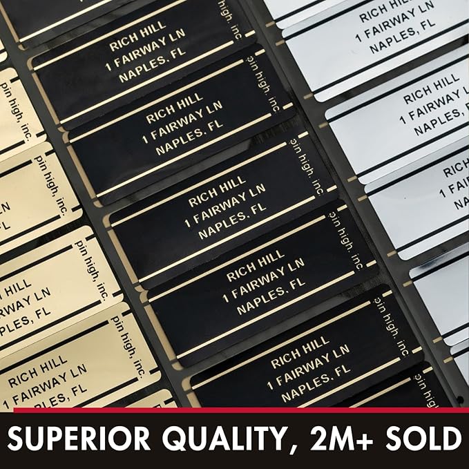 PIN HIGH 40 Personalized Golf Club Name Labels | Weatherproof, Fade Resistant, Laminated Thermal Transfer Custom ID Labels, Made in The USA, (Free Customization & Shipping), Chrome