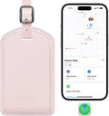 Luggage Tags Built-in Anti-Loss Tracker, Luxury Leather Luggage Tags for Suitcase, Travel Bags, Backpacks, Travel Organizer for Lost Baggage Prevention (Pink)