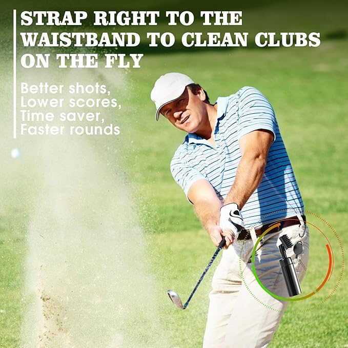 Pro Golf Club Cleaner Brush with Golf Groove Sharpener Tool Suitable for U & V-Grooves 8 Inches Golf Water Brush with Retractable Clip Hold 5oz of Water Perfect Golf Accessories for Men/Women