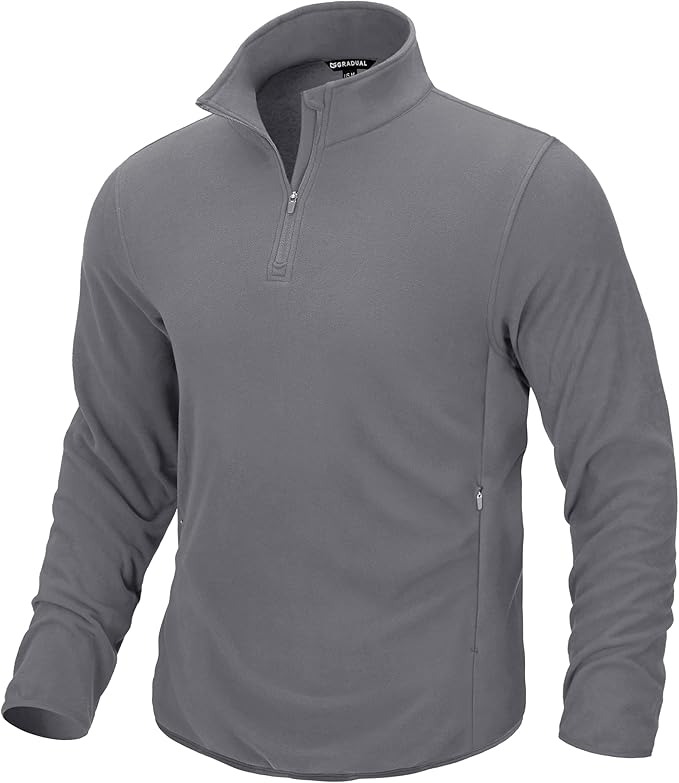 G Gradual Mens Quarter Zip Pullover Fleece with 2 Zipper Pockets Long Sleeve Golf Shirt Winter Athletic Sweater Lightweight