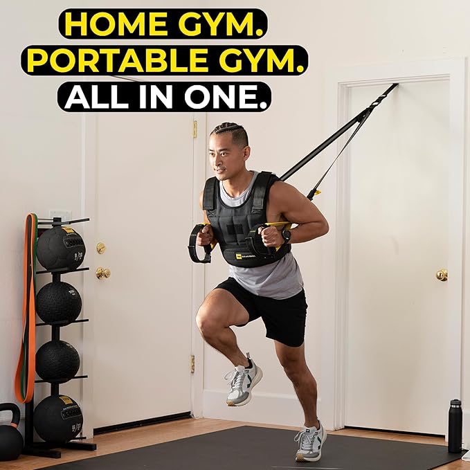 TRX All-In-One Home Gym System – Complete Suspension Training Kit for Strength Training, HIIT & Full-Body Workouts at Home or Outdoors, Includes Indoor & Outdoor Anchors