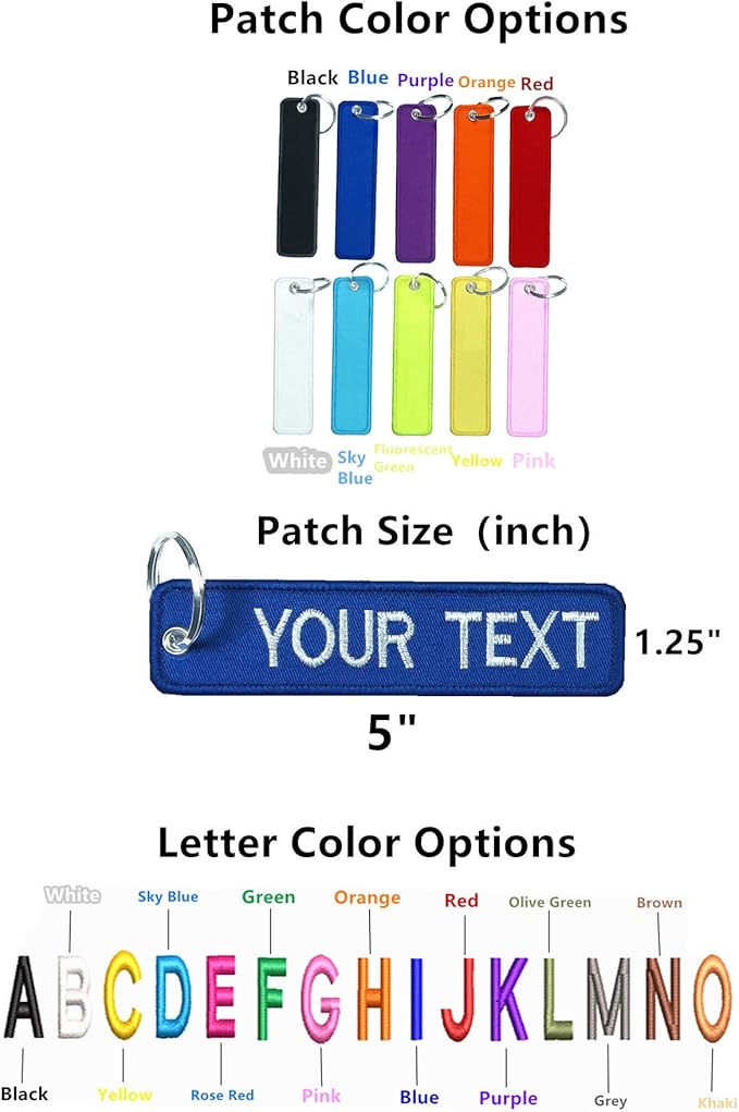 N A Custom Embroidery Keychain, Personalized Keychain 1 PC, Car Key Chains for Men Double Side, Cute Keychains for Women (Fabric)