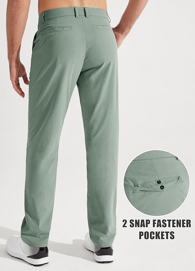 Libin Mens Golf Pants Stretch Work Dress Pants 30"/32"/34" Quick Dry Lightweight Casual Comfy Trousers with Pockets