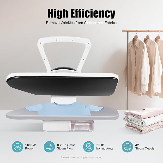 Intelligent Steam Press, 1600W Professional Iron Press Machine, Large Capacity Ironing Pressing Equipment with 5 Fabric Settings&Touch Screen, 35.8" Large Ironing Area for Home/Clothing Shop