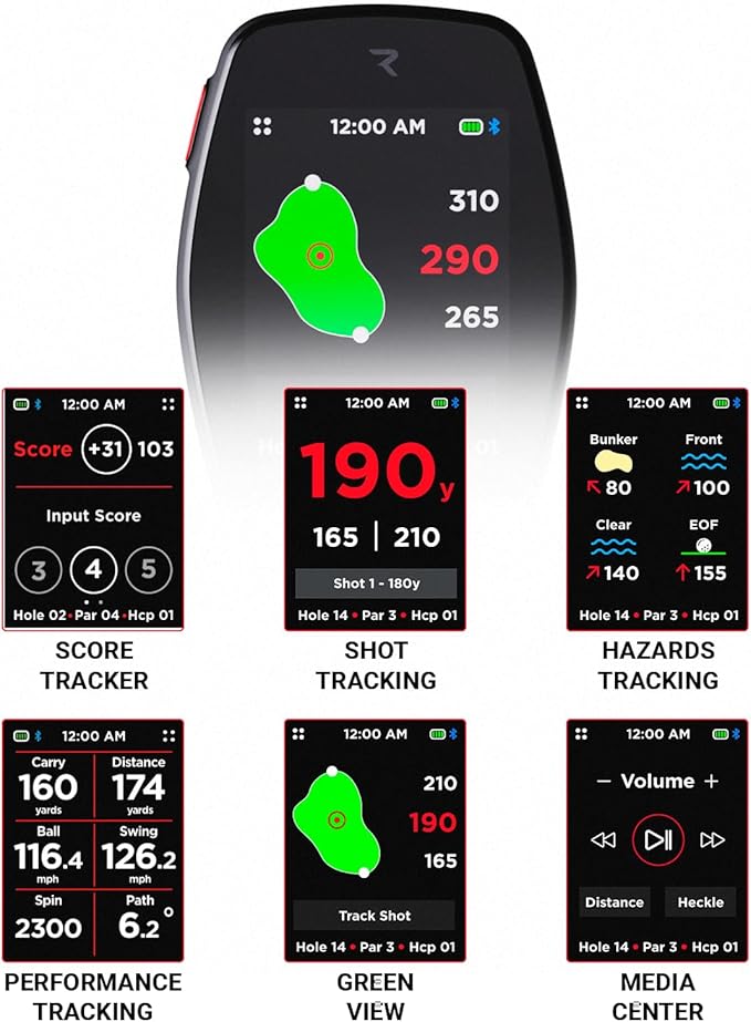 Hand+ Handheld Golf GPS Device, Shot Tracker, Record Shots, Club, GIR, Fairways, Putts, Golf Distance Range Finder, Touch Screen, 42,000+ Courses, Green View, Pin Positioning, Magnetic, Free App, IPX7