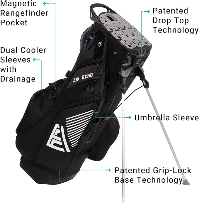 ASK ECHO ST-Lock Mecha 14 Way Dividers Quiet Hybrid Stand Bag for Men & Women
