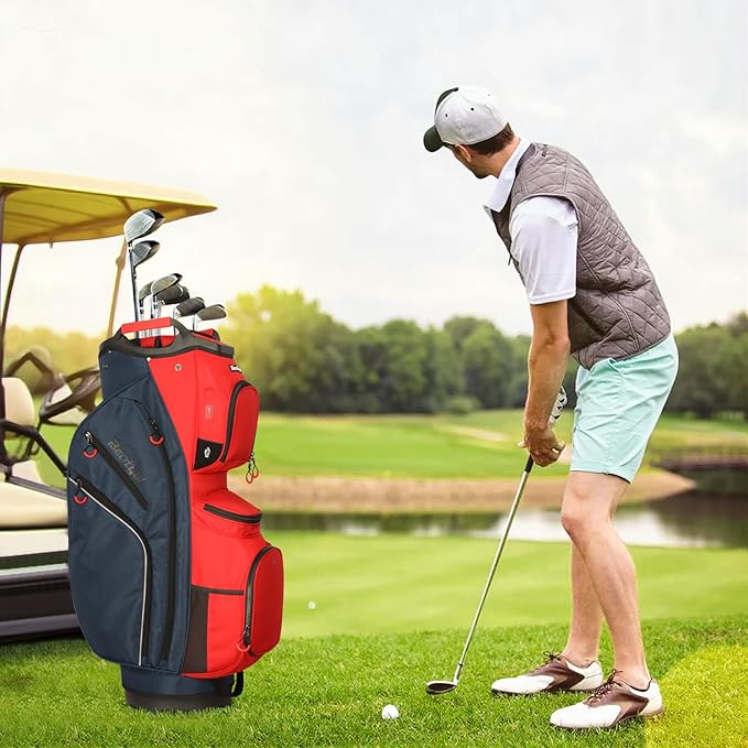 Golf Cart Bag 15 Way Organizer Divider Top Golf Club Cart Bag for Men Women with Cooler, Handles and Rain Cover