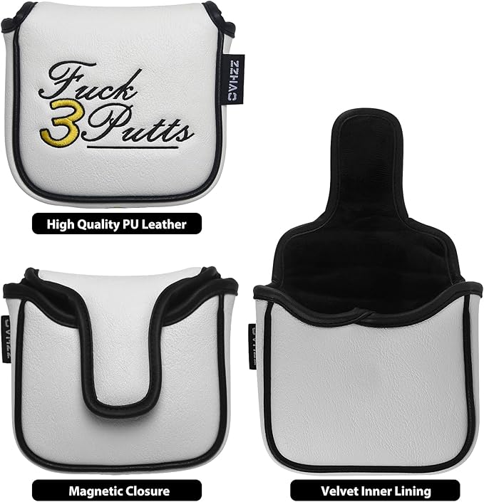 ZZHAO Golf Putter Cover - Funny Magnetic Mallet Putter Cover - Fits Most Mallet Putters - Golf Gifts for Dad - 5.5 x 4.7 x 1.2 Inches