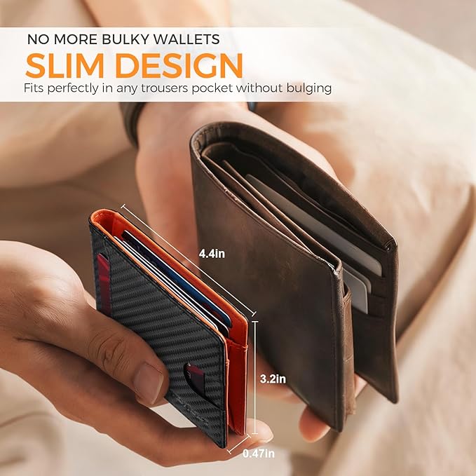 RUNBOX Money Clip Wallets for Men,Slim Leather Mens Bifold Wallet,RFID Blocking Front Pocket Wallet,Thin Credit Card Holder with Gift Box