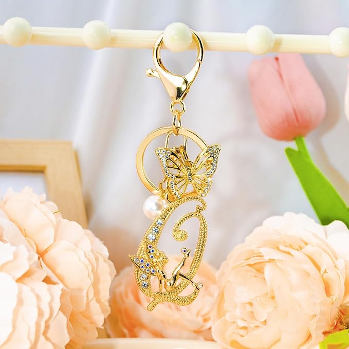 Initial Keychain Bag Charm Women Purse Charms for Handbags Accessories Charm for Wallet Butterfly Pendant for Girls