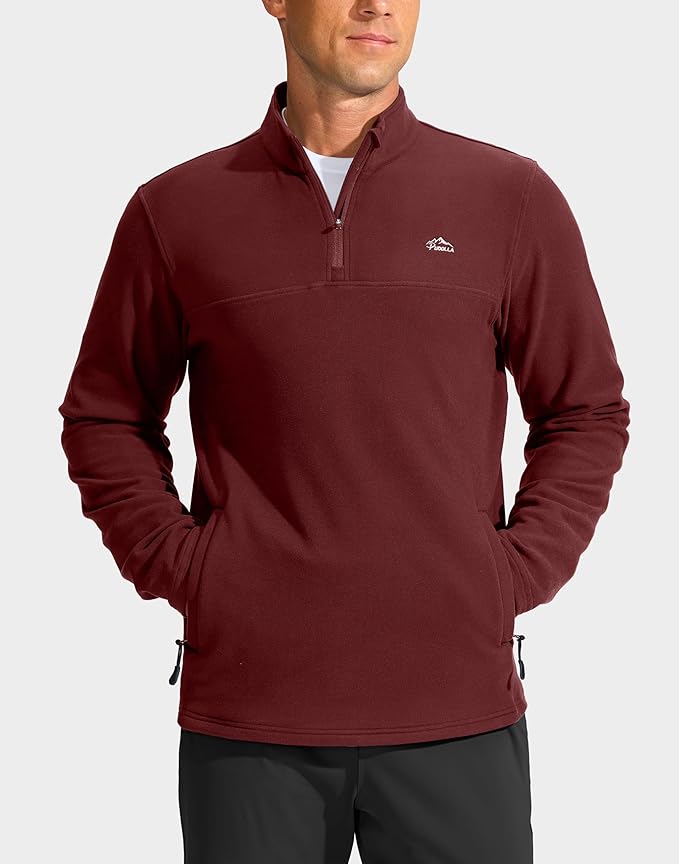 Pudolla Men's Quarter Zip Pullover with 2 Pockets Fleece Warm Soft Golf Sweatshirts for Athletic Workout Running