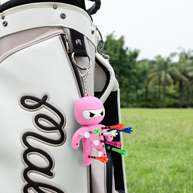 Golf Tee Holder, Ninja Portable Funny Golf Tees Holder Keychain Golf Gift Golf Accessories for Men & Women