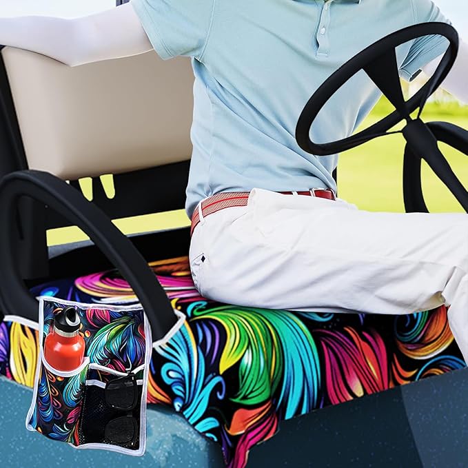AQQA Golf Cart Seat Covers, Tropical Palm Leaf-Boho-Marble Microfiber Golf Cart Seat Blanket, Golf Blanket, Golf Accessories, Golf Cart Seat Towel Fits All 2-Seat Golf Carts, 55"x 32"
