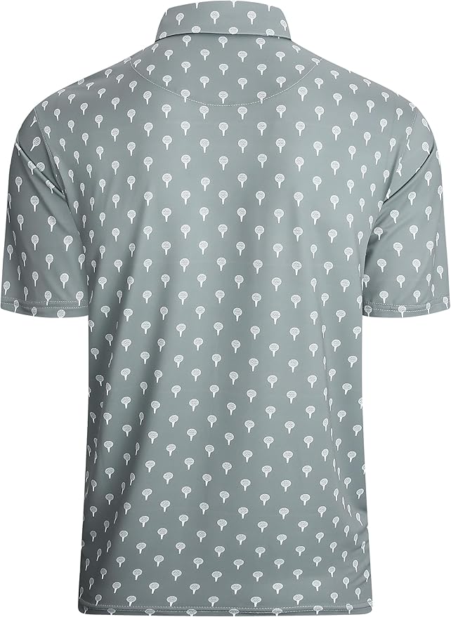 Esabel.C Golf Shirts for Men Dry Fit Performance Short Sleeve Print Moisture Wicking Collared Shirt
