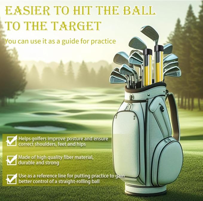 CAITON Golf Alignment Sticks 2 Sets - 48inch Alignment Practice Rods, Foldable for Easy Portability, Golf Training Aids to Improve Golf Swing, Putting Posture, with Storage Tube