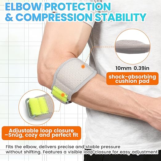 Tennis Elbow Brace, Adjustable Strap with Compression Pad for Forearm Tendon Pain Relief, Tendonitis, Tennis & Golfer’s Elbow, Fits Weightlifting, Golf, Tennis, Men & Women, 1 Pack
