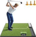 Golf Hitting Mat with Ball Tray, 5x4 / 6x4 ft, 26mm / 31mm Thick, Pro & Elite Turf with Swing Path Line, Premium Golf Practice Mat for Indoor & Outdoor Swing, Chipping, Training