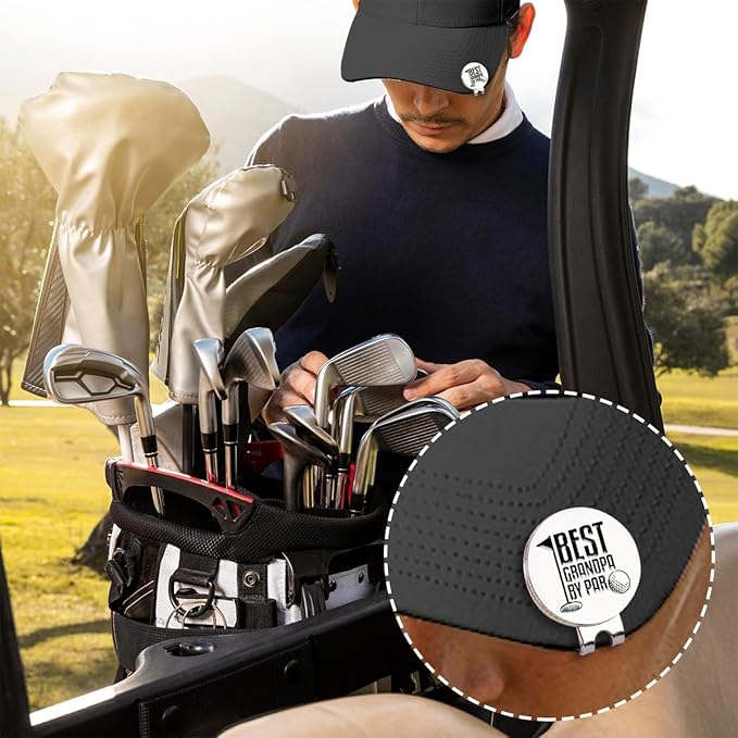 Hafhue Best Grandpa by Par Golf Ball Marker with Magnetic Hat Clip, Funny Golf Accessories and Golf Gifts for Men Grandpa, Birthday Christmas Retirement Gifts for Golf Fan Golfer Golf Lovers
