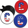 Wolf Golf Towels Golf Ball Marker Hat Clip | USA Monogram | 1 Magnetic Clip + 3 Ball Markers | Patriotic Golf Accessories for Men & Women