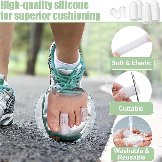 Silicone Toe Protector: Gel Anti-Friction Breathable Toe Finger Caps 30PCS Toenail Guard Covers for Women Men Foot Bunion, Corn, Blister, Pain, Callu Toenail Sleeve Pads