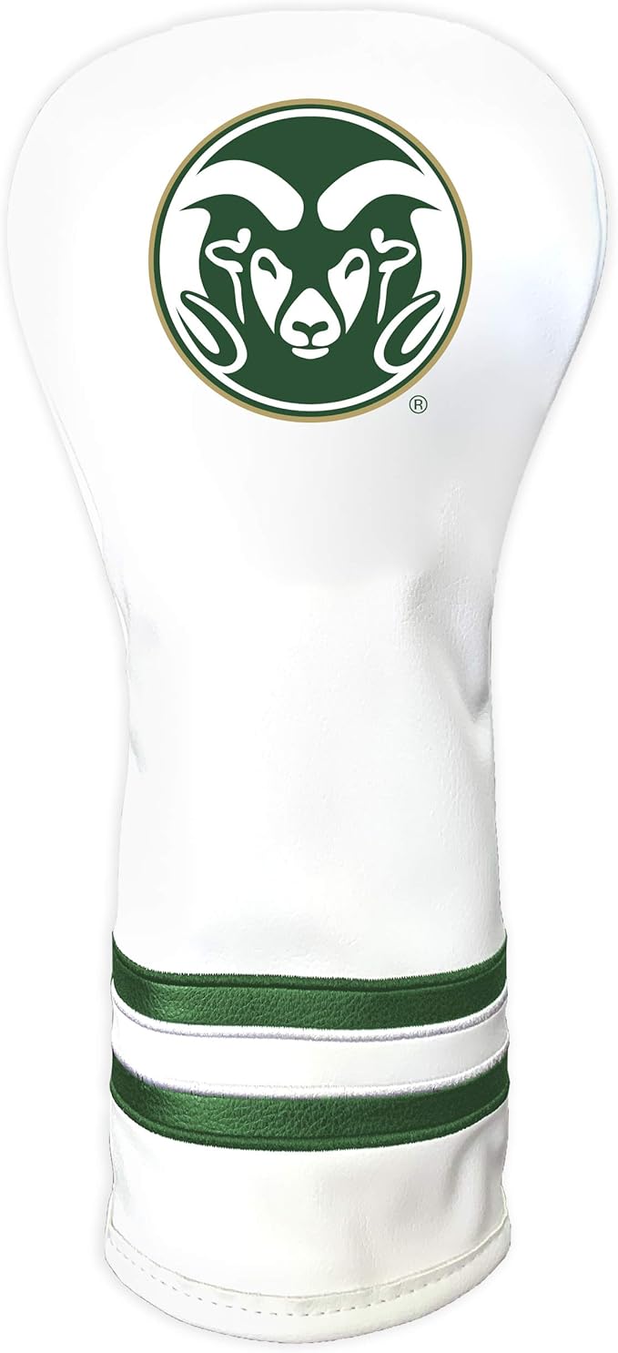 Team Golf NCAA White Vintage Fairway Golf Club Headcover, Form Fitting Design, Retro Design