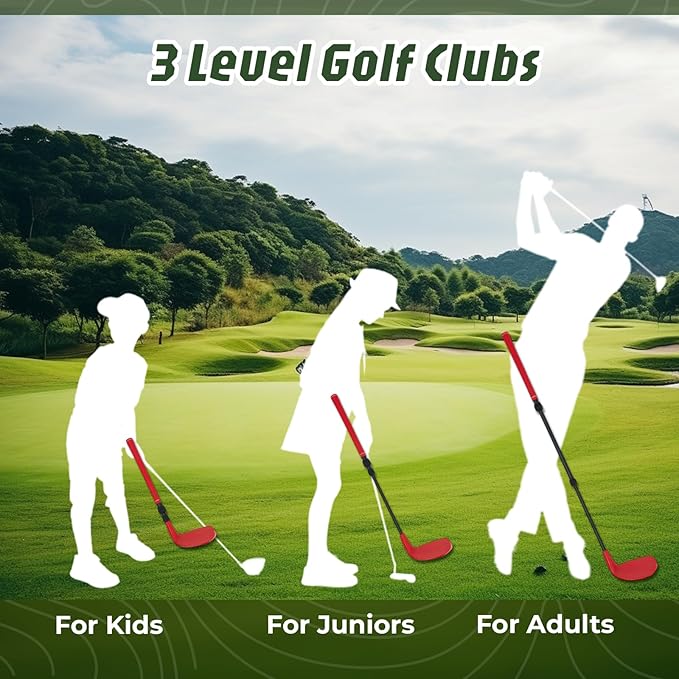 2-IN-1 Portable Golf Chipping Game Set 6×6FT 2PCS Adjustable Golf Practice Mat with 3-Level Golf Clubs 40 Sticky Balls for Indoor Outdoor Training Playing Chipping Golf Game Practice For Golfers