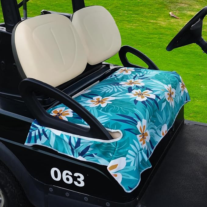 Golf Cart Seat Covers, Golf Cart Seat Towel Blanket, Suitable Yamaha, EZGO, Club Cars, Icon and More 2-Seats Cart, 100% Microfiber, Essential Golf Cart Accessories, 51'' x 31''