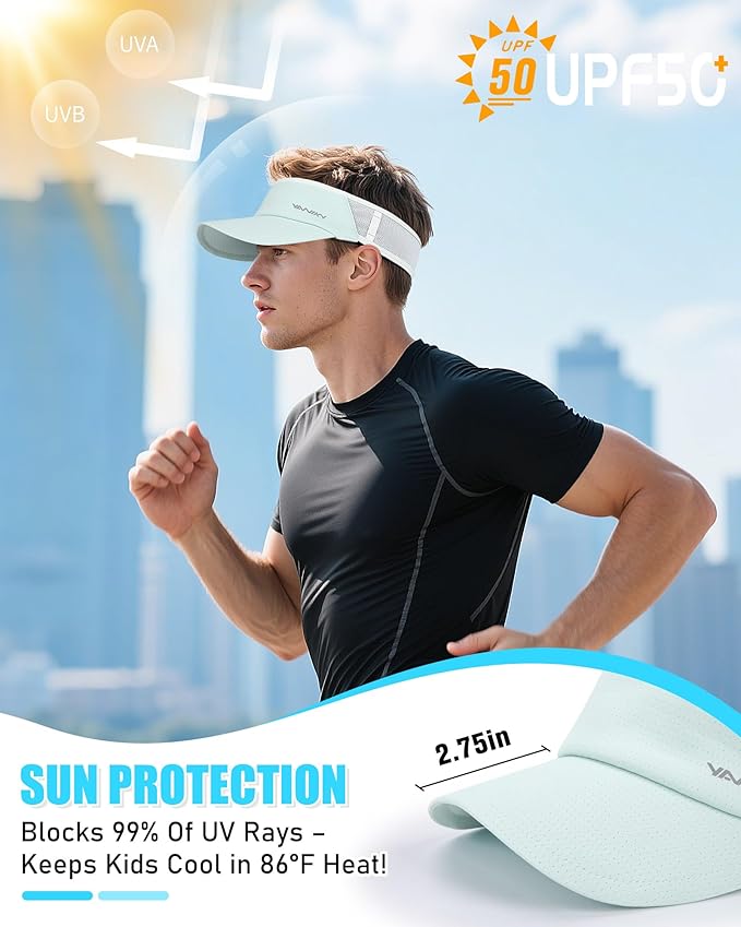 Sports Sun Visor Hats for Women Men Lightweight Breathable Cooling Stretchy Visors Foldable UPF 50+ for Running Tennis Golf