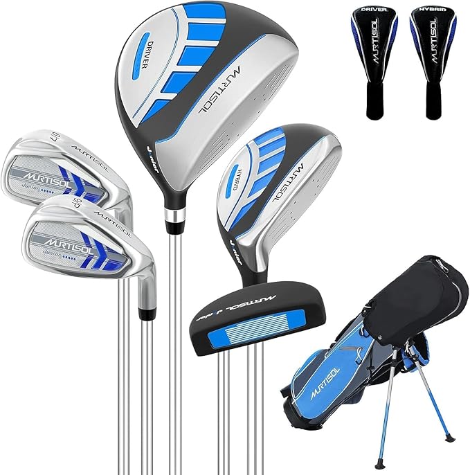 5/6 Pieces Kids Golf Club Set, Junior Golf Club Set Ages 4-12 Includes Stand Bag, 1# Drive, 5# Hybrid, 6/7#, 9/P# Irons and Putter Right Hand for Boys Girls