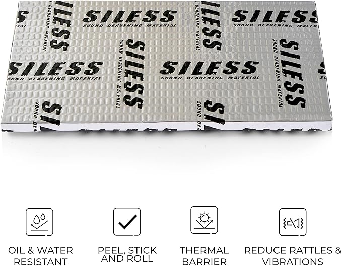 Siless 80 mil (2mm) 18 sqft (1.7 sqm) Car Sound Deadening mat - Butyl Automotive Sound Deadener - Noise Insulation and Vibration Dampening Material (18 sqft)