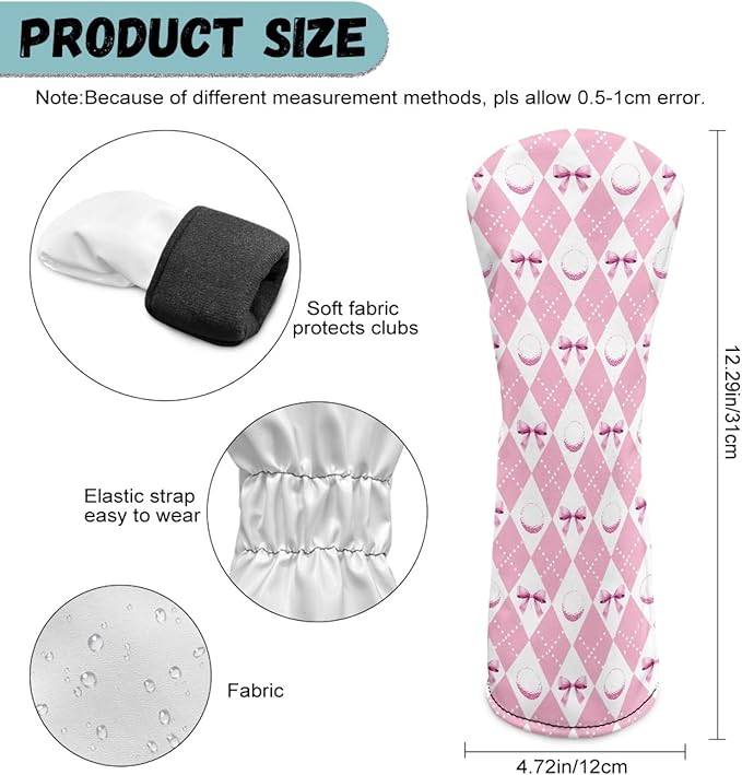 Golf Club Head Covers for Club Protective, Waterproof PU Leather Driver Fairway Wood Hybrid Head Cover