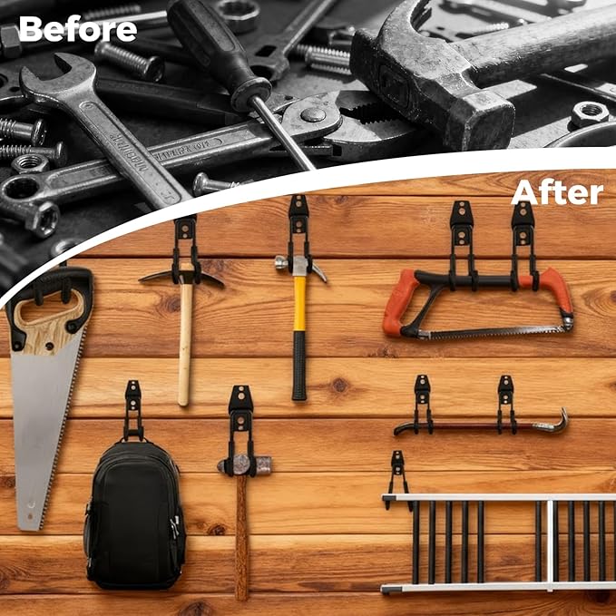 Garage Hooks Heavy Duty - 16 Pack Garage Storage Hooks Anti-Slip Coating Wall Mount Hook for Hanging Ladders Bikes Garden Tools Hose