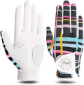 FINGER TEN Stylish Golf Gloves Women with Ball Marker 1 Pack for Left or Right Hand, Breathable Glove with Fashion Patterns for Ladies Right Left Handed Golfer