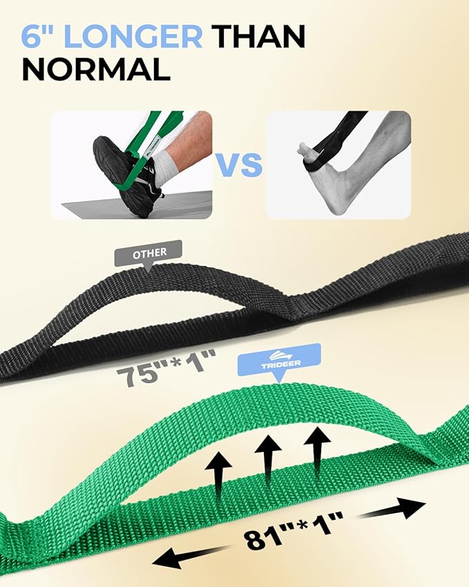Trideer Stretching Strap Yoga Strap for Physical Therapy, 10 Loops Yoga Straps for Stretching, Non-Elastic Stretch Strap for Pilates, Exercise, Stretch Band for Women & Men