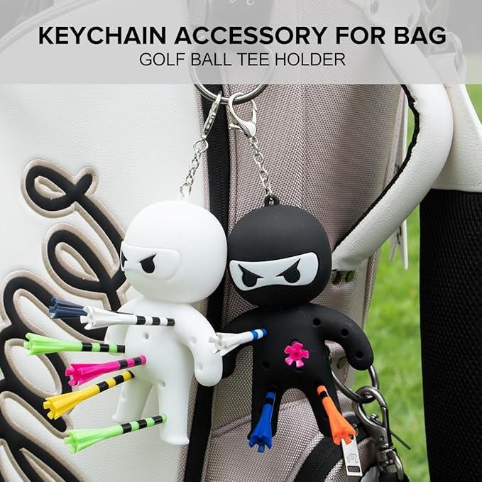 Golf Tee Holder, Ninja Portable Funny Golf Tees Holder Keychain Golf Gift Golf Accessories for Men & Women