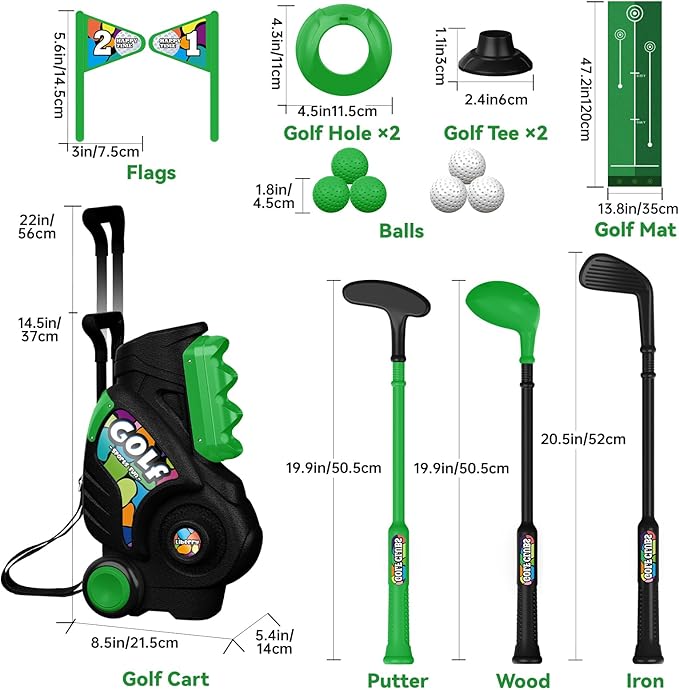 Liberry Toddler Golf Set for Boys Girls Age 2 3 4, Kids Golf Cart with Putting Mat, Outdoor Indoor Sports Toys Birthday Gifts, Black
