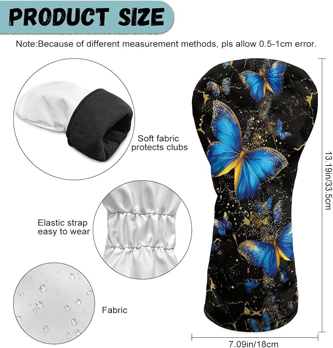 Golf Club Head Covers for Club Protective, Waterproof PU Leather Driver Fairway Wood Hybrid Head Cover