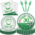 96 Pcs Golf 30th Birthday Party Decorations Golf Theme Tableware Set Golf Thir-Tee Plates Napkins Forks for Let's Par-Tee Men Women Birthday Dinnerware Green Sports Party Supplies 24 Guests