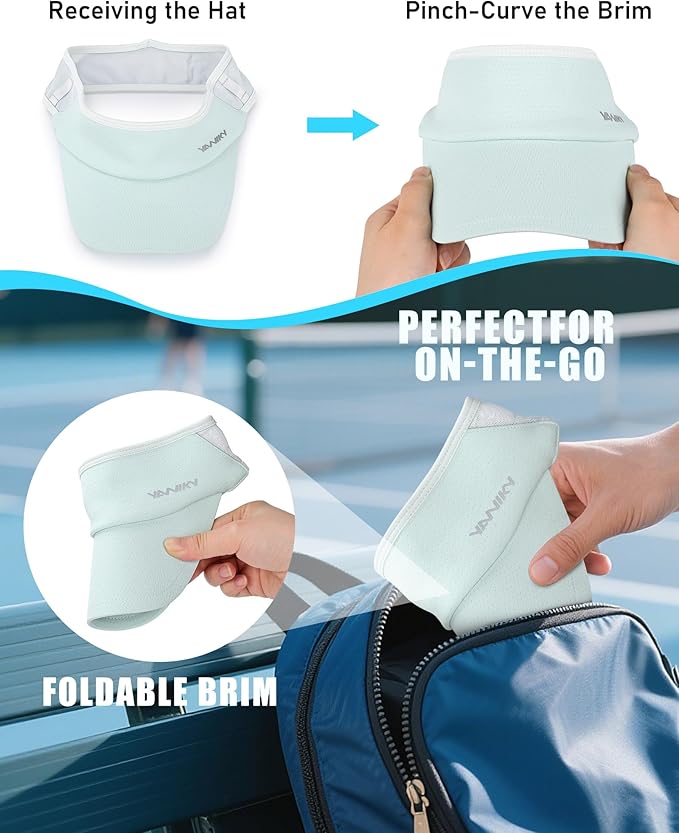 Sports Sun Visor Hats for Women Men Lightweight Breathable Cooling Stretchy Visors Foldable UPF 50+ for Running Tennis Golf