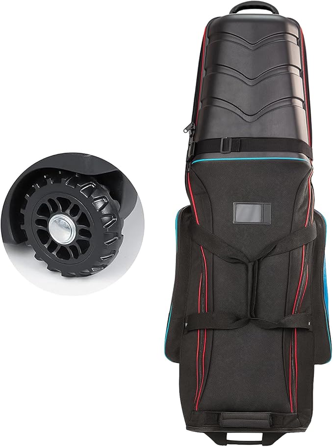 Golf Travel Bags for Airlines with Hard Case Top & Wheels, Hard Shell Top Protect Golf Club, Made of 1680D Heavy Duty Oxford, Internal Strap for Fixing, Lightweight and Easy to Maneuver