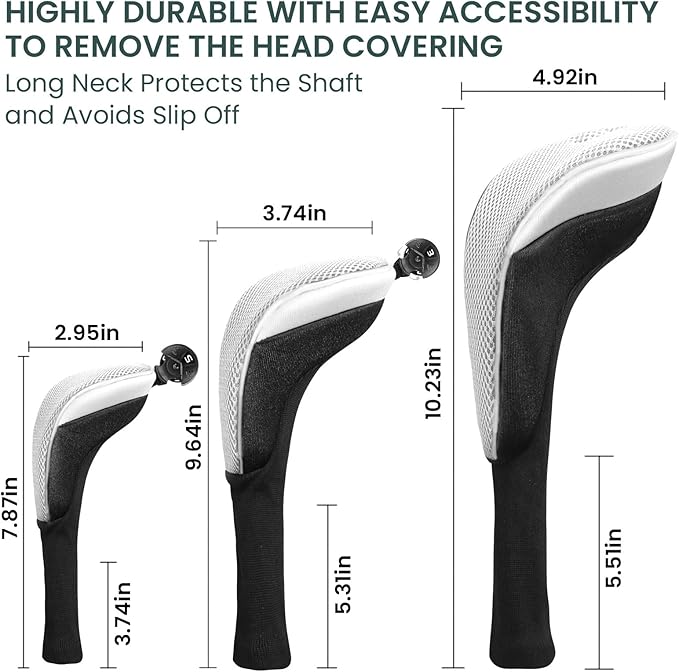 FINGER TEN Golf Club Head Covers Woods Driver Fairway Hybrid 3/4/5 Set, Headcovers Men 1 3 5 7 X Interchangeable Number Tag, Fit All Wood Clubs