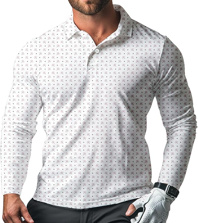 Men's Long Sleeve Golf Shirt Quick Dry 3 Button Work Fishing Outdoor Casual Collar Shirt