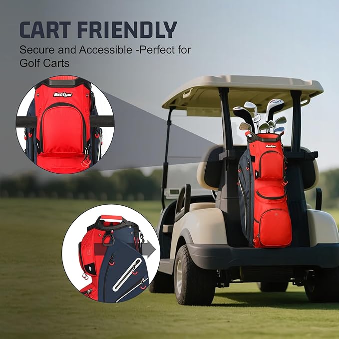 Golf Cart Bag 15 Way Organizer Divider Top Golf Club Cart Bag for Men Women with Cooler, Handles and Rain Cover