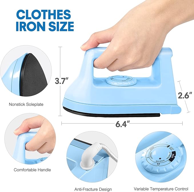 Generic Mini Iron for Crafts & Clothing, Travel & Home Use, 4-Level Temp Adjust, Purple
