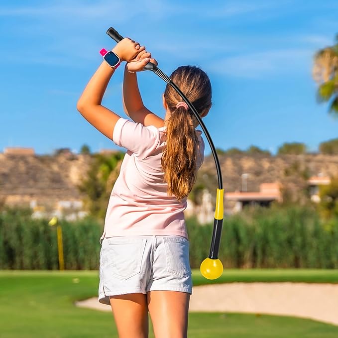 GYMAX Golf Swing Trainer, Warm-Up Stick with Grip Trainer for Rhythm, Balance, Tempo & Strength, Right Handed Swing Speed Training Aid, Weighted Golf Club for Indoor Practice
