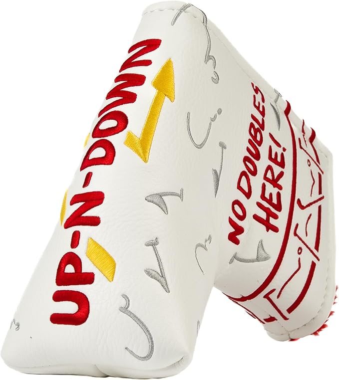 Blade Putter Headcover - Premium PU Leather Golf Club Cover with Fur Lining & Magnetic Closure - Embroidered Design, UV Resistant - Up and Down