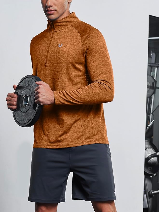NORTHYARD Quarter Zip Pullover Men Running Shirt Long Sleeve Moisture Wicking Quick Dry Athletic Workout Shirts