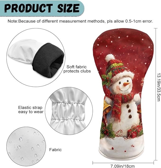 Golf Club Head Covers for Club Protective, Waterproof PU Leather Driver Fairway Wood Hybrid Head Cover