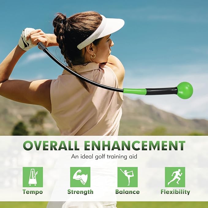 GYMAX Golf Swing Trainer, Warm-Up Stick with Grip Trainer for Rhythm, Balance, Tempo & Strength, Right Handed Swing Speed Training Aid, Weighted Golf Club for Indoor Practice