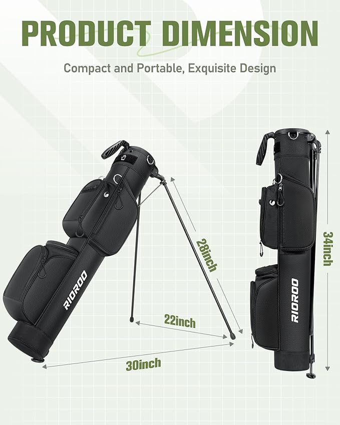 Golf Stand Bag, 3 Way Lightweight Par 3 Golf Bag Dividers Fits Up to 9 Clubs, Easy to Carry Pitch n Putt Golf Bag for Driving Range and Executive Courses